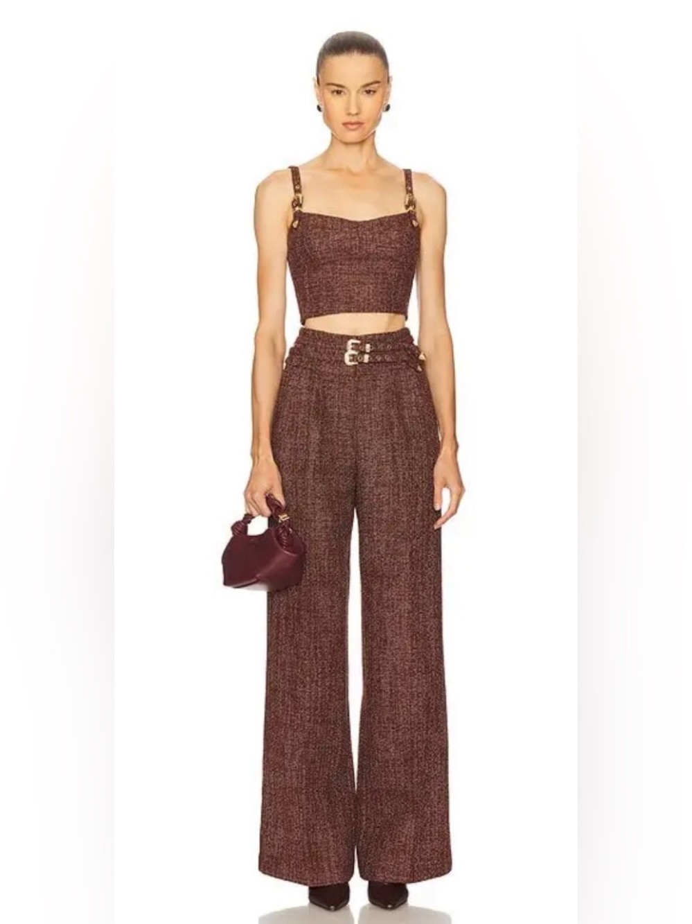 AMANDA UPRICHARD X Revolve Blythe Top & Pant Set In Brown